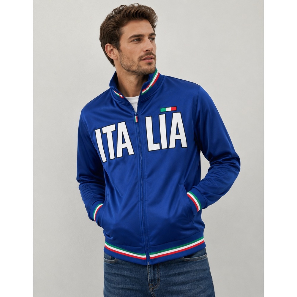 Chip Mens Italia Soccer Track Jacket Blue Full Zip Italy Flag W-811 Size S NWT